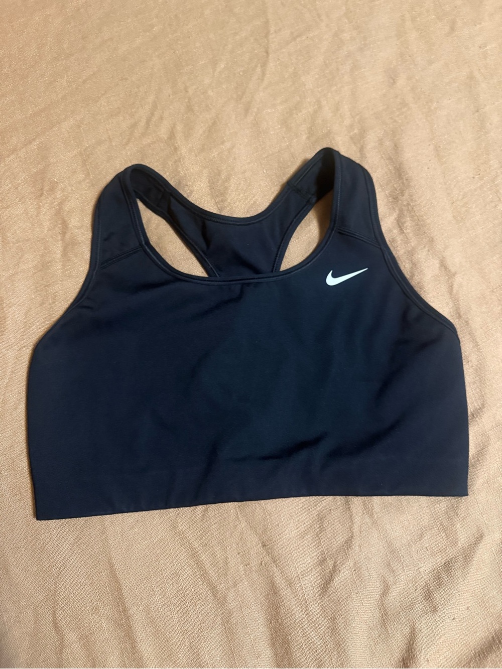 Nike Black Racerback Workout Sports Bra with White Swoosh